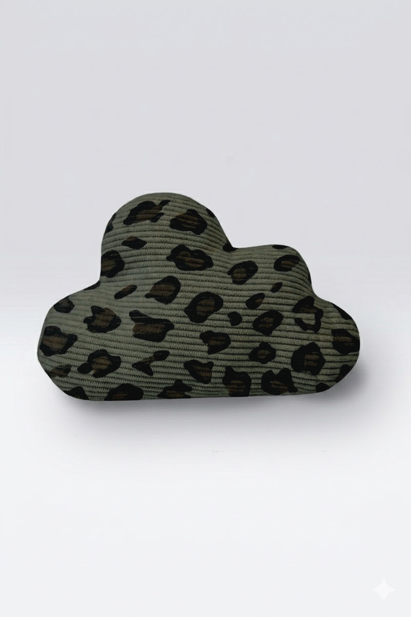 Jouet Nuage Leopard Kaki┃Tissu velours cotelé