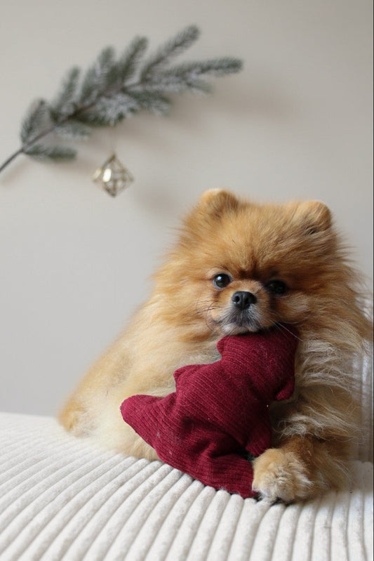 Jouet Sapin Rouge┃Tissu velours cotelé