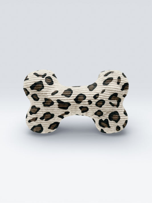 Jouet Os Leopard Blanc┃Tissu velours cotelé